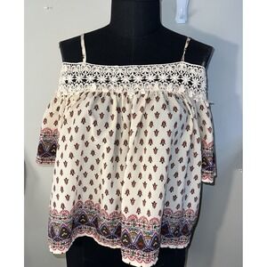 American Ray Off The Shoulder Medium Top Boho Peasant Flowy Summer Festival